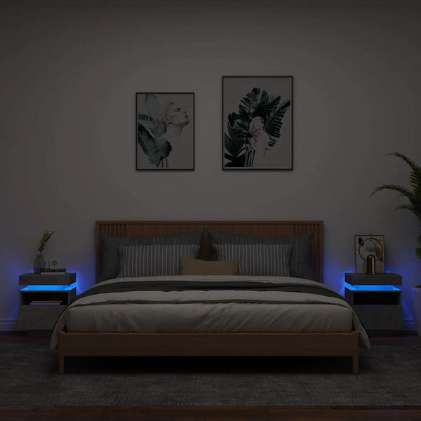Nachttische mit LED Betongrau 2er-Set