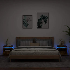 Nachttische mit LED-Leuchten, 2er Set