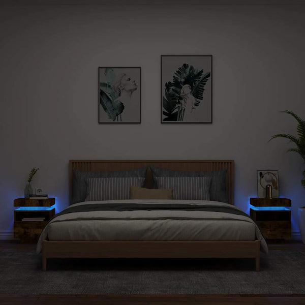 Nachttische mit LED-Leuchten, 2er Set