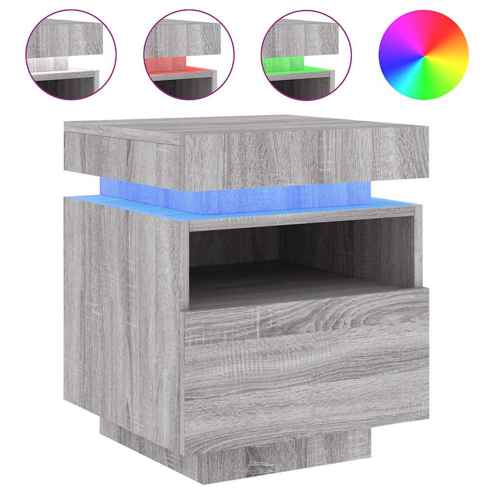 Nachttisch mit LED Grau Sonoma 40x39x48,5 cm