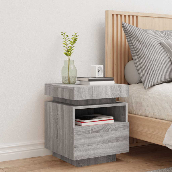 Nachttisch mit LED Grau Sonoma 40x39x48,5 cm
