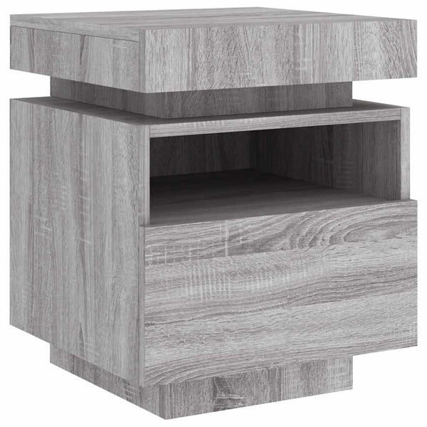 Nachttisch mit LED Grau Sonoma 40x39x48,5 cm