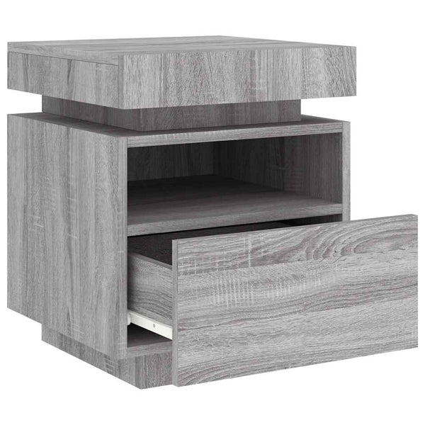 Nachttisch mit LED Grau Sonoma 40x39x48,5 cm