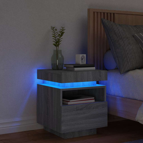Nachttisch mit LED Grau Sonoma 40x39x48,5 cm