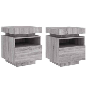 Nachttische mit LED Grau Sonoma 2er Set