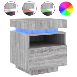 Nachttische mit LED Grau Sonoma 2er Set
