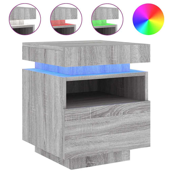 Nachttische mit LED Grau Sonoma 2er Set