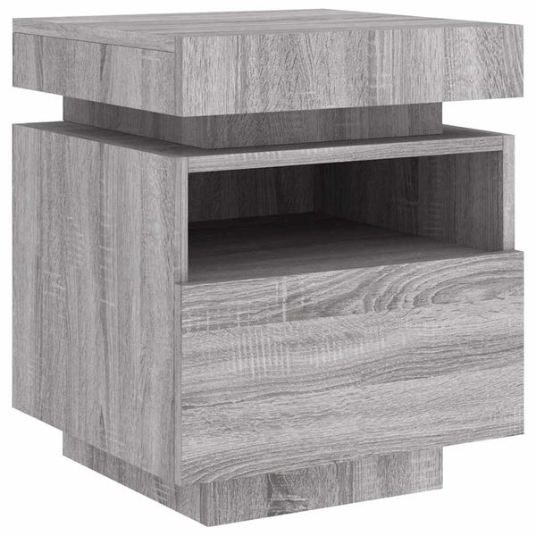 Nachttische mit LED Grau Sonoma 2er Set