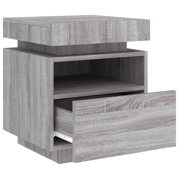 Nachttische mit LED Grau Sonoma 2er Set