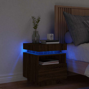 Nachttisch mit LED Braun Eichen-Optik