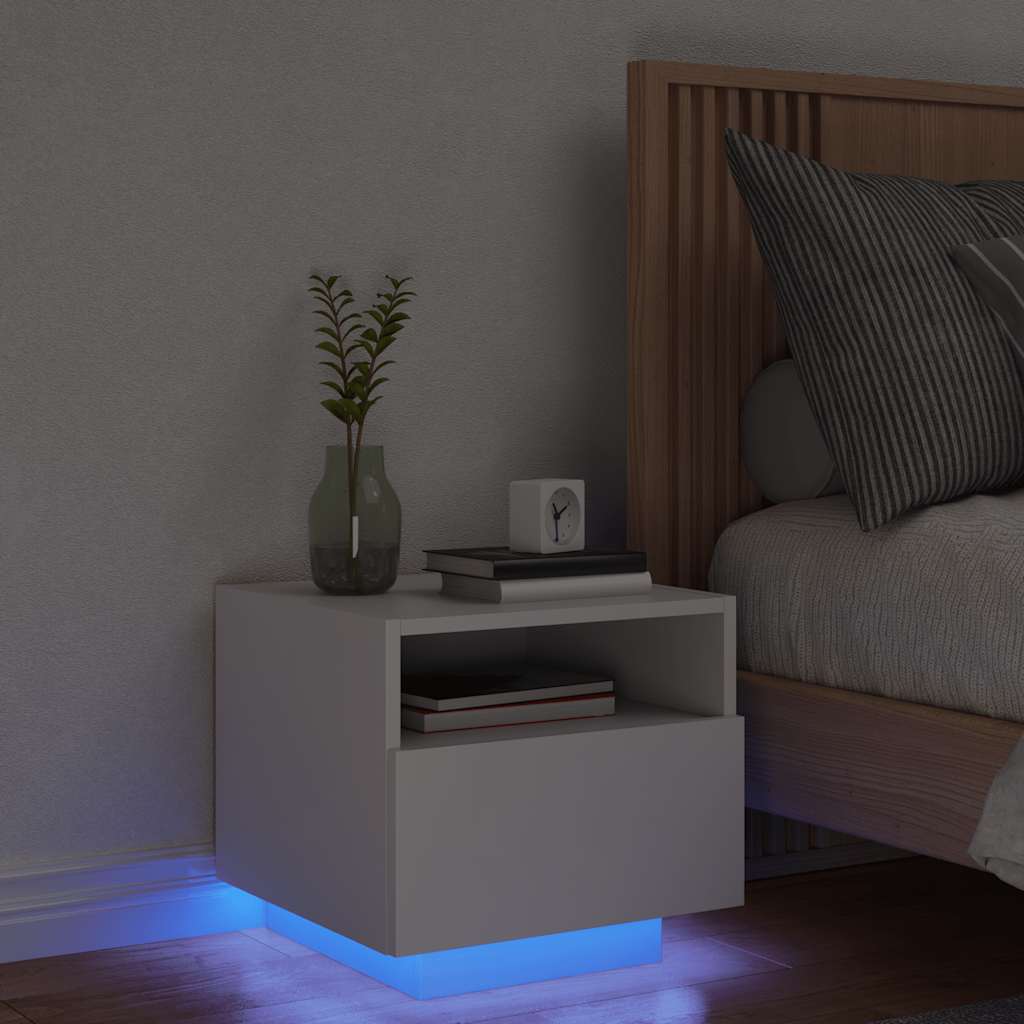 Nachttisch mit LED Weiß 40x39x37 cm