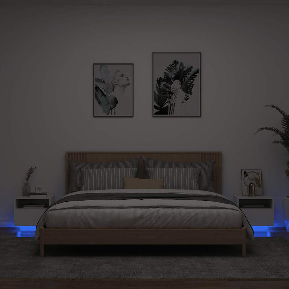 Nachttische mit LED-Leuchten, 2er Set