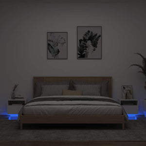 Nachttische mit LED-Leuchten, 2er Set
