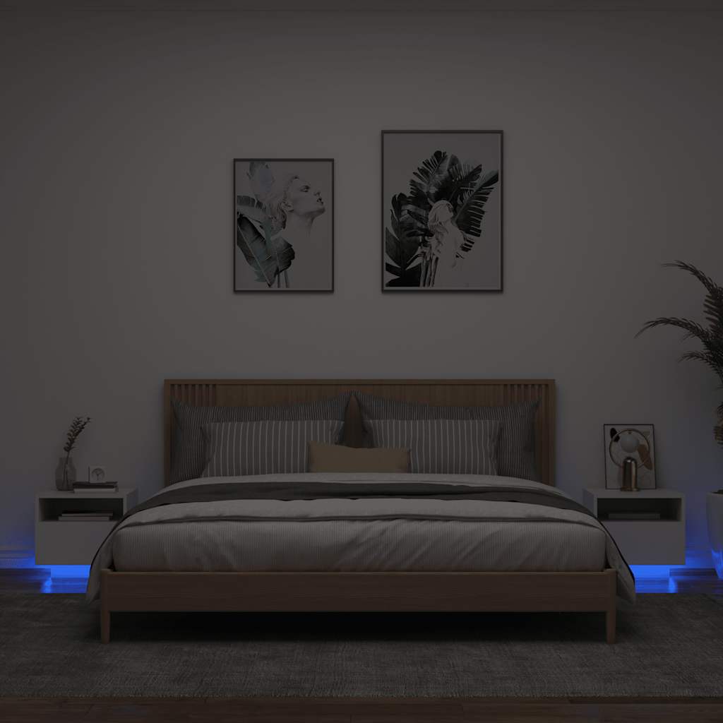 Nachttische mit LED-Leuchten, 2er Set