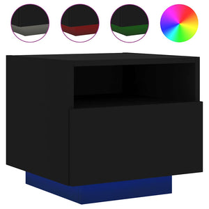 Nachttisch Schwarz mit LED-Leuchten 40x39x37 cm