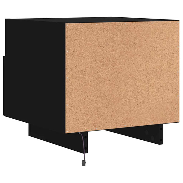Nachttisch Schwarz mit LED-Leuchten 40x39x37 cm