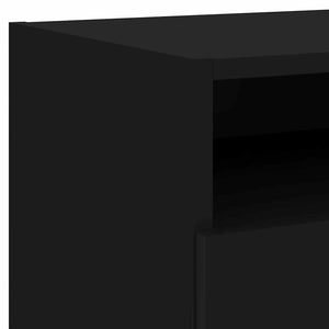 Nachttisch Schwarz mit LED-Leuchten 40x39x37 cm