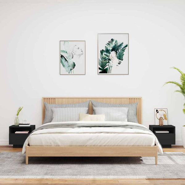 Nachttische mit LED-Leuchten, 2er-Set