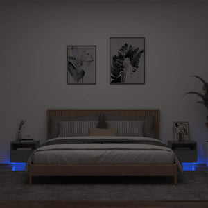 Nachttische mit LED-Leuchten, 2er-Set