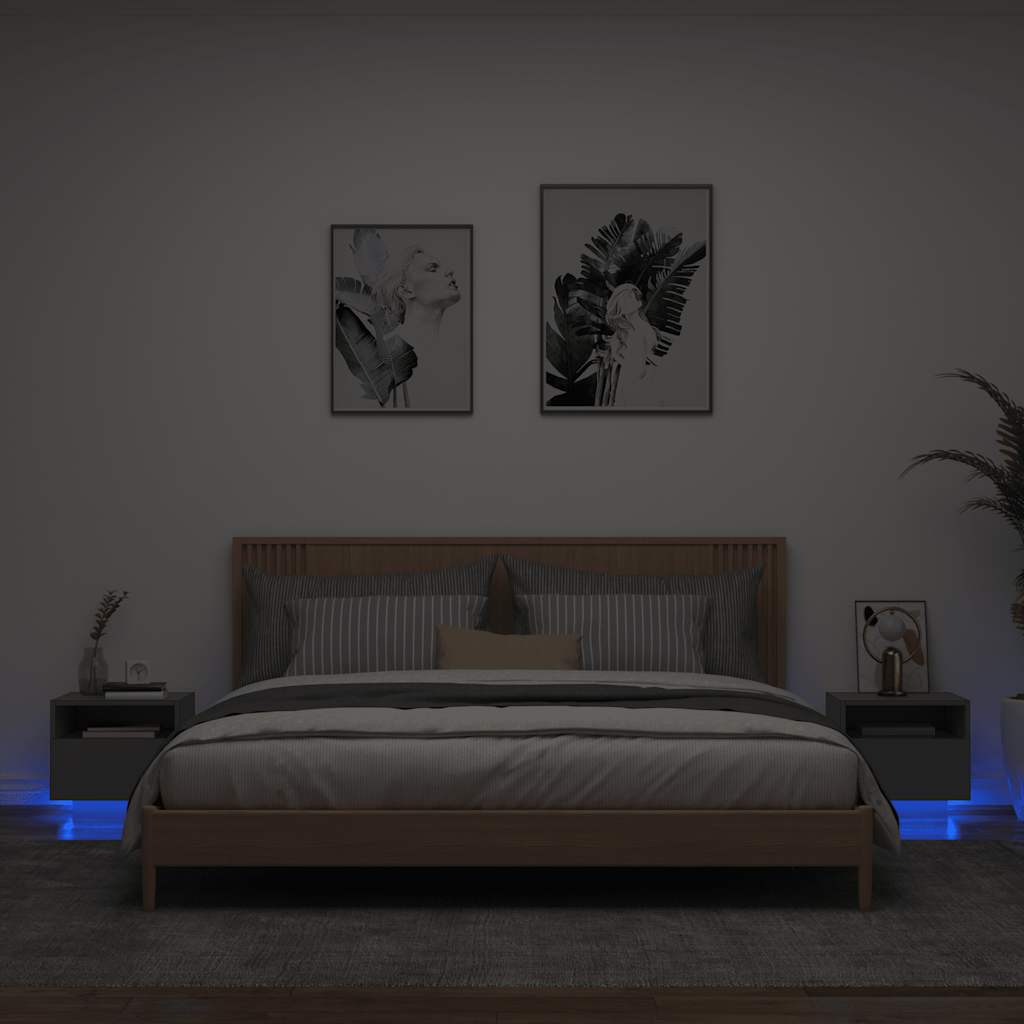 Nachttische mit LED-Leuchten, 2er-Set
