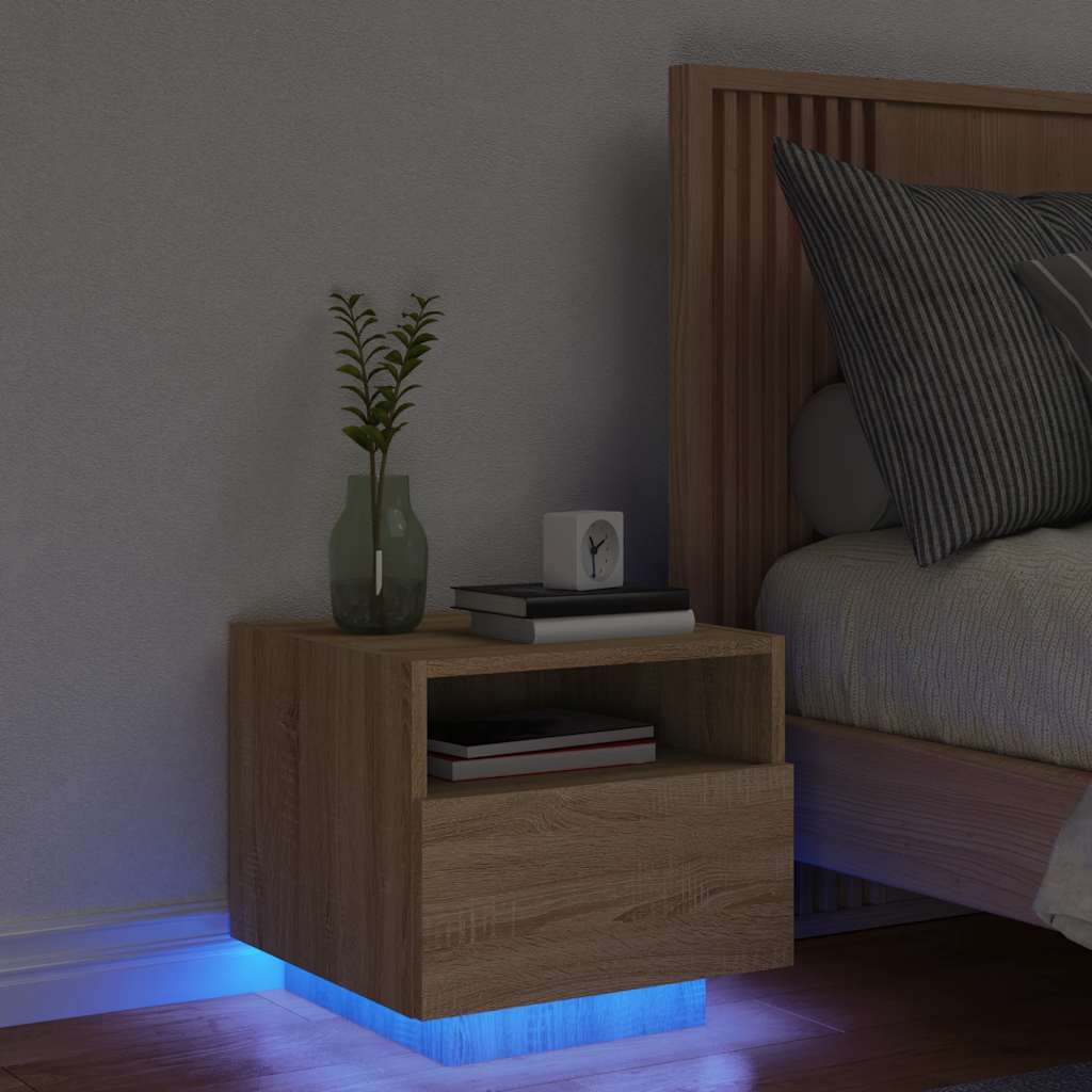 Nachttisch Sonoma Eiche mit LED-Leuchten
