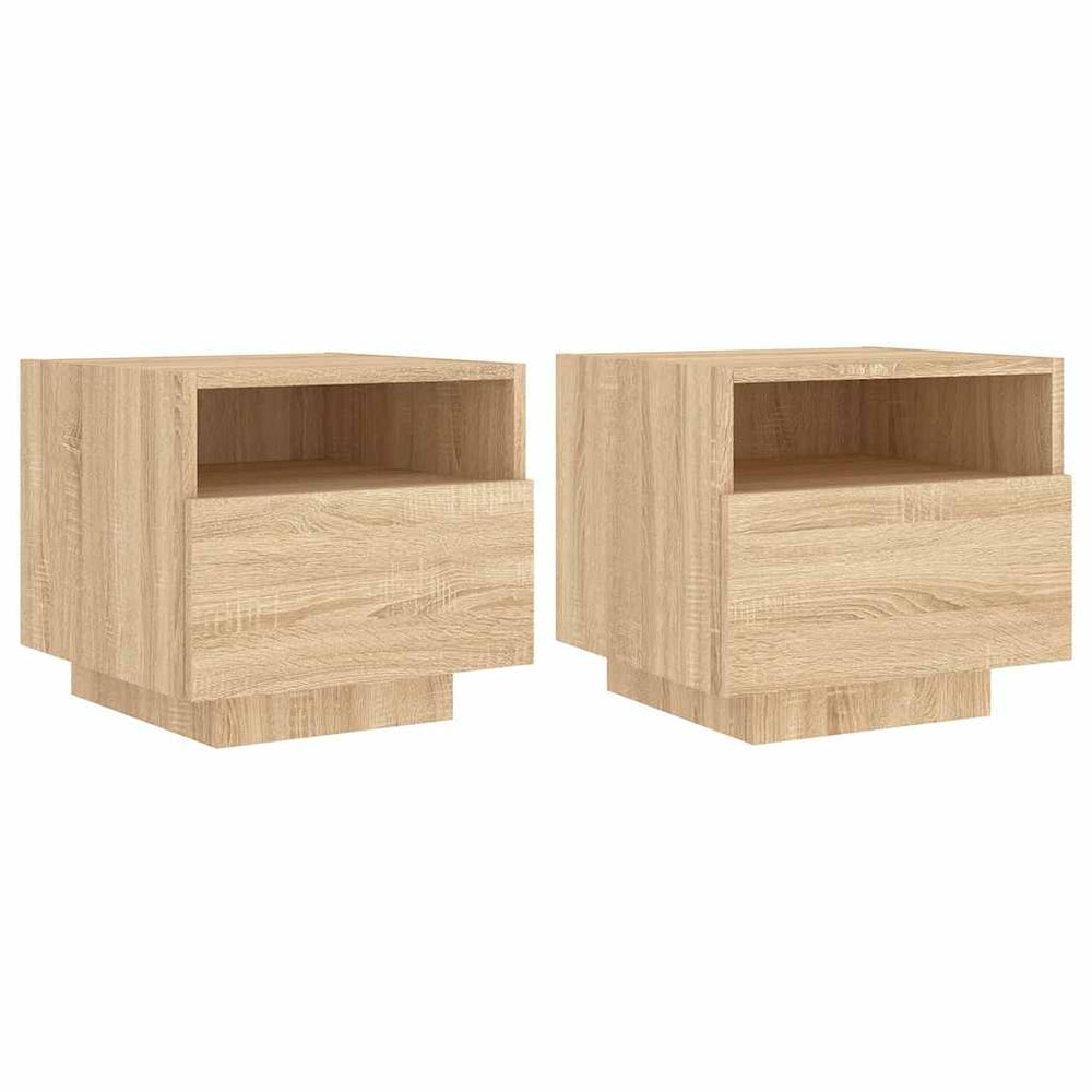 Nachttische mit LED Sonoma Eiche, 2er-Set