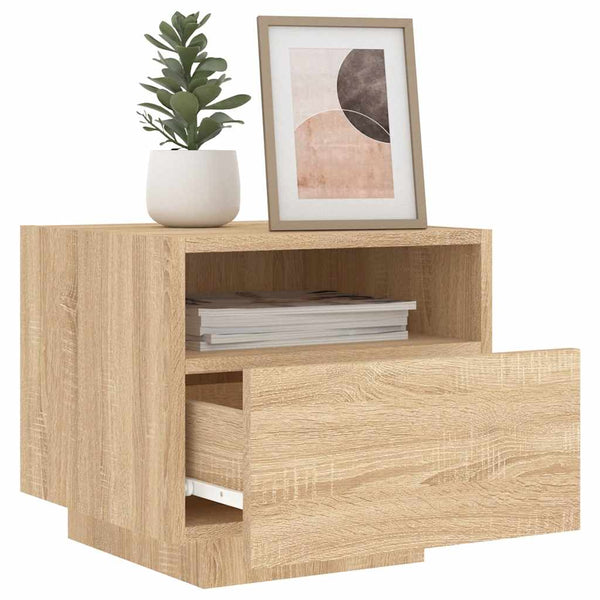 Nachttische mit LED Sonoma Eiche, 2er-Set