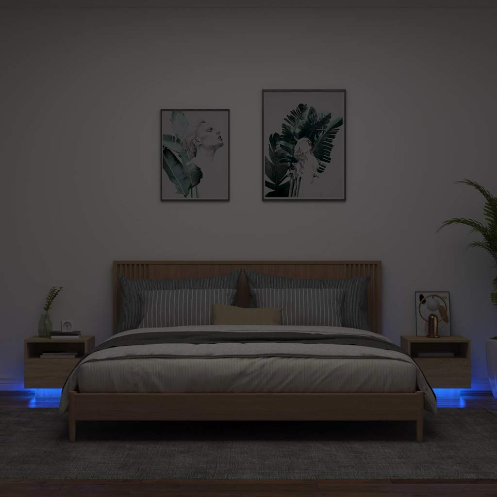 Nachttische mit LED Sonoma Eiche, 2er-Set