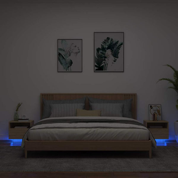 Nachttische mit LED Sonoma Eiche, 2er-Set