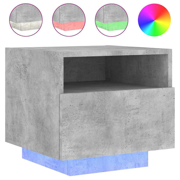 Nachttisch mit LED Betongrau 40x39x37 cm