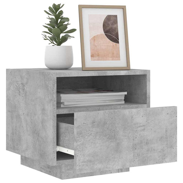 Nachttisch mit LED Betongrau 40x39x37 cm
