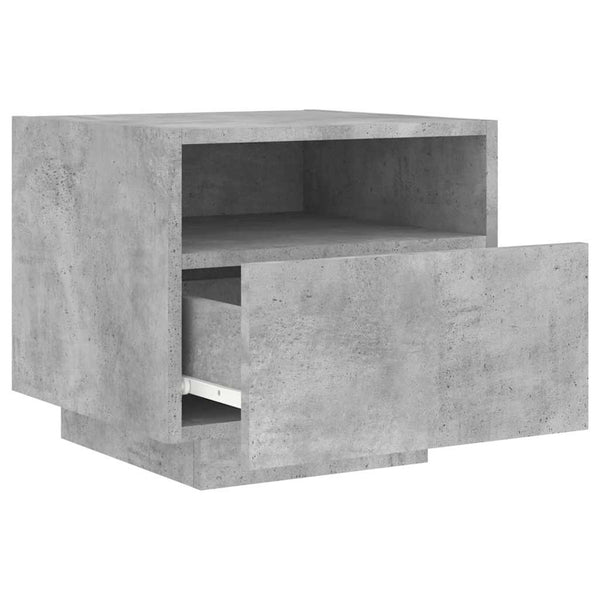 Nachttisch mit LED Betongrau 40x39x37 cm