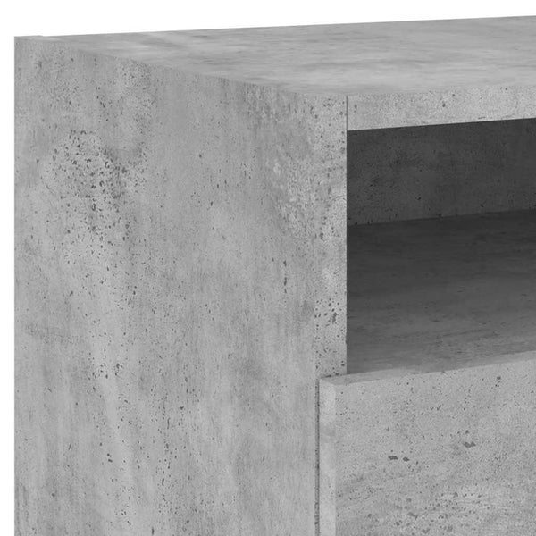Nachttisch mit LED Betongrau 40x39x37 cm