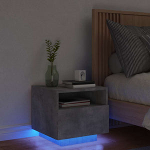 Nachttisch mit LED Betongrau 40x39x37 cm