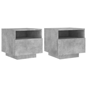 Nachttische mit LED Betongrau 2er-Set