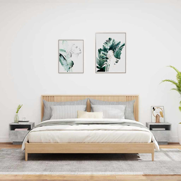 Nachttische mit LED Betongrau 2er-Set