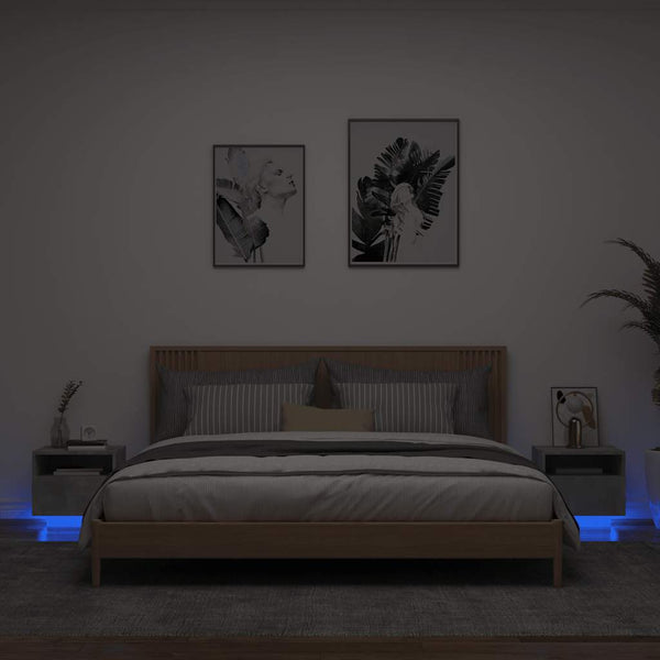 Nachttische mit LED Betongrau 2er-Set