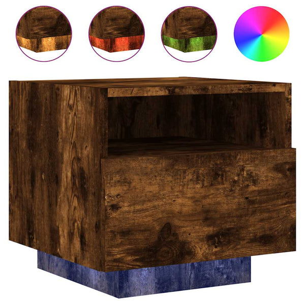 Nachttische mit LED-Leuchten, 2er Set