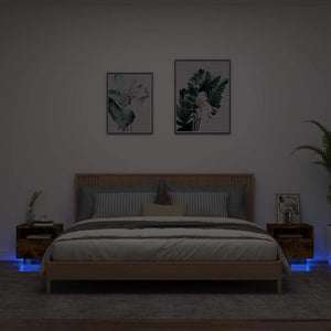 Nachttische mit LED-Leuchten, 2er Set