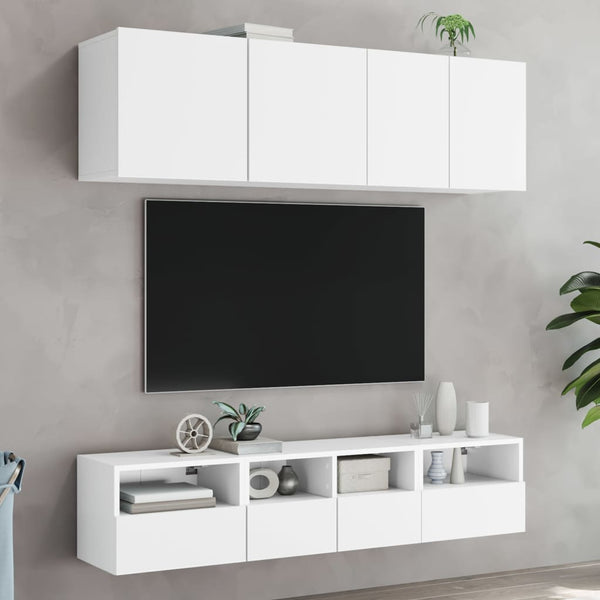 Weiße TV-Wandschränke, 2er Set