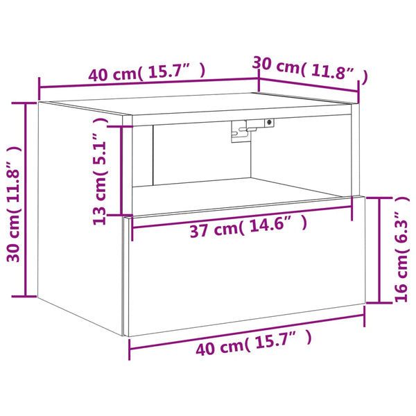 TV-Wandschrank Schwarz 40x30x30cm