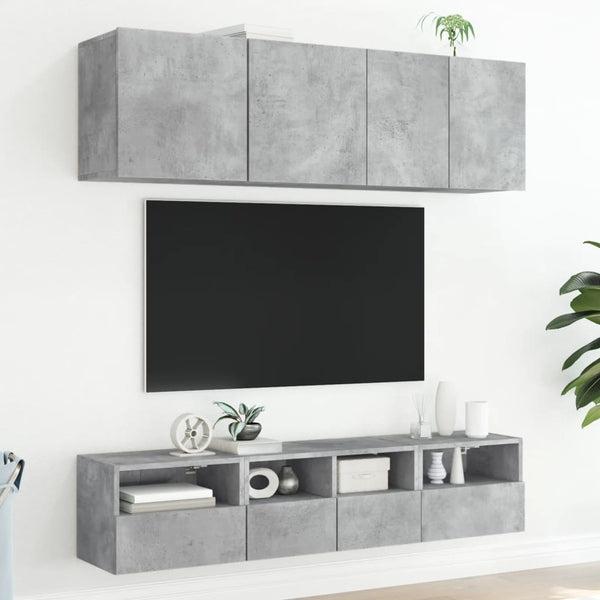 TV-Wandschränke, 2er Set, Betongrau