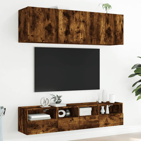 TV-Wandschränke 2er Set Räuchereiche 40x30x30 cm