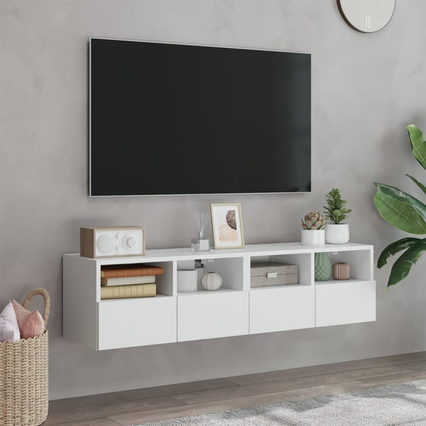 vidaXL Meubles TV muraux 2 pcs Blanc 60x30x30 cm Bois d'ingénierie