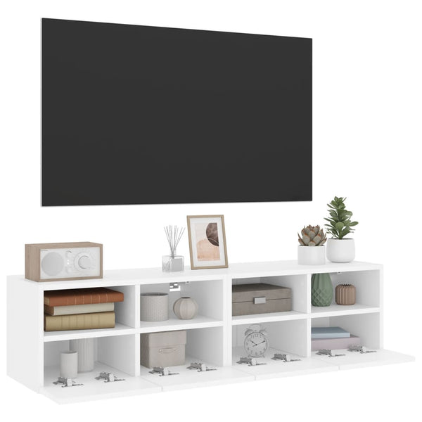 vidaXL Meubles TV muraux 2 pcs Blanc 60x30x30 cm Bois d'ingénierie