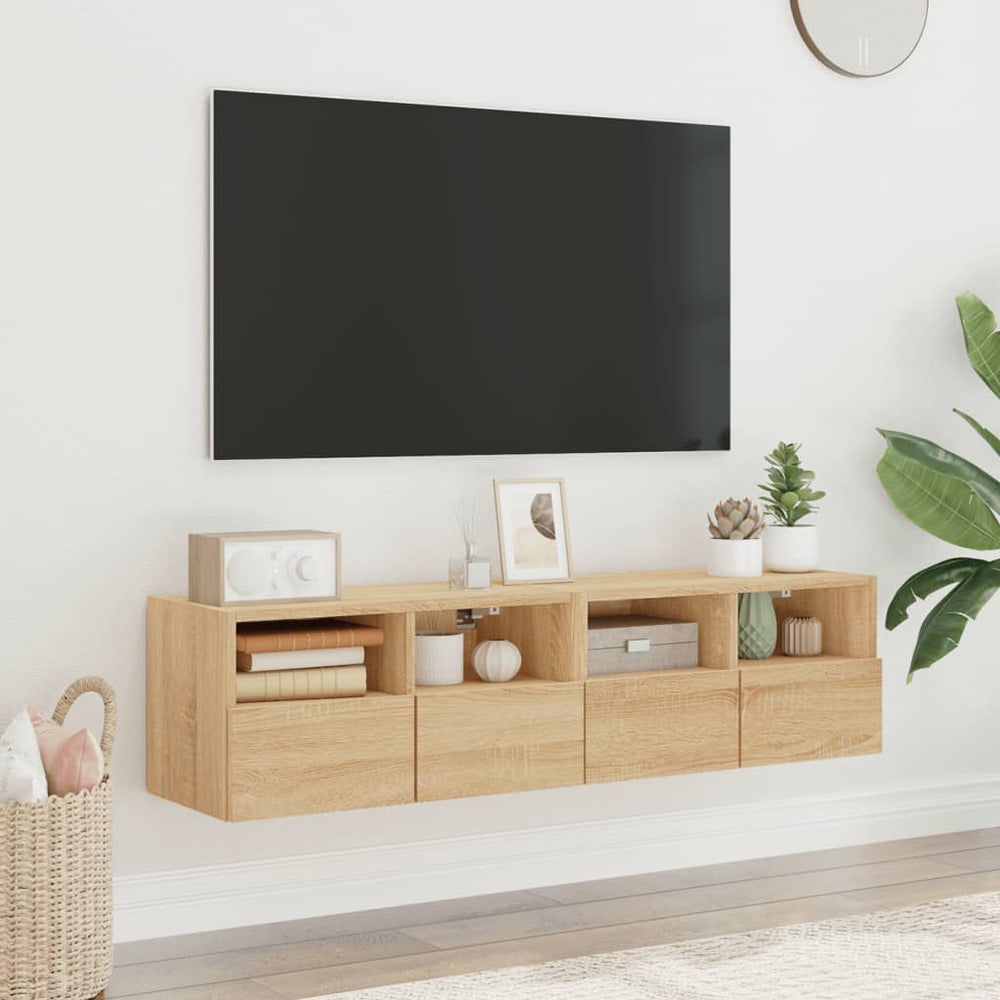 vidaXL Meubles TV muraux 2 pcs Chêne Sonoma 60x30x30 cm Aggloméré