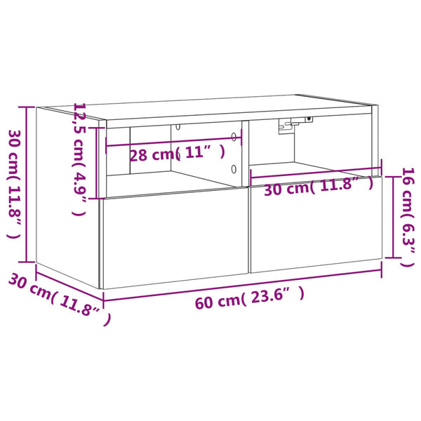 TV-Wandschrank Betongrau 60x30x30 cm