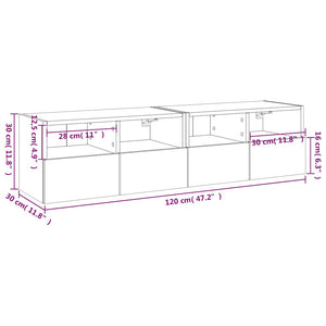 TV-Wandschränke 2er Set Räuchereiche 60 cm