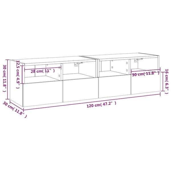 TV-Wandschränke 2er Set Räuchereiche 60 cm