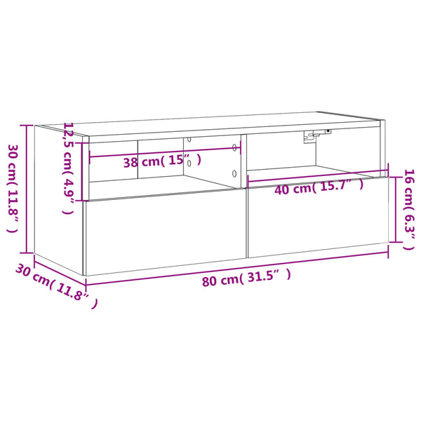 TV-Wandschrank Weiß 80cm